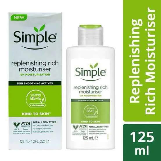 Simple Face Moisturiser - Simple Kind To Skin Replenishing Rich Moisturiser - 125ml
