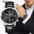 LIGE Men Watch Luxury Leather Waterproof Sport Quartz Wristwatch Chronograph Military Watch for Men Relogio Masculino Men‘s Gift 8953.