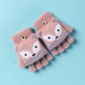 Soft Cartoon Fox Knitted Baby Gloves Half Finger Flip Cover Autumn Winter Warm Mitten. 