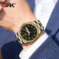 OPK new watch for men relo water proof pang lalaki fashion casual stainless steel quartz watch gold/black calendar luminous display. 