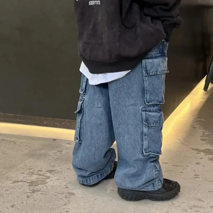 Children%20Denim%20Pants%202023%20Spring%20Autumn%20New%20Fashionable%20Cargo%20Jeans%20Boy%20Korean%20Style%20Casual%20Handsome%20Full%20Length%20Pocket%20Pants%20-%20Image%202