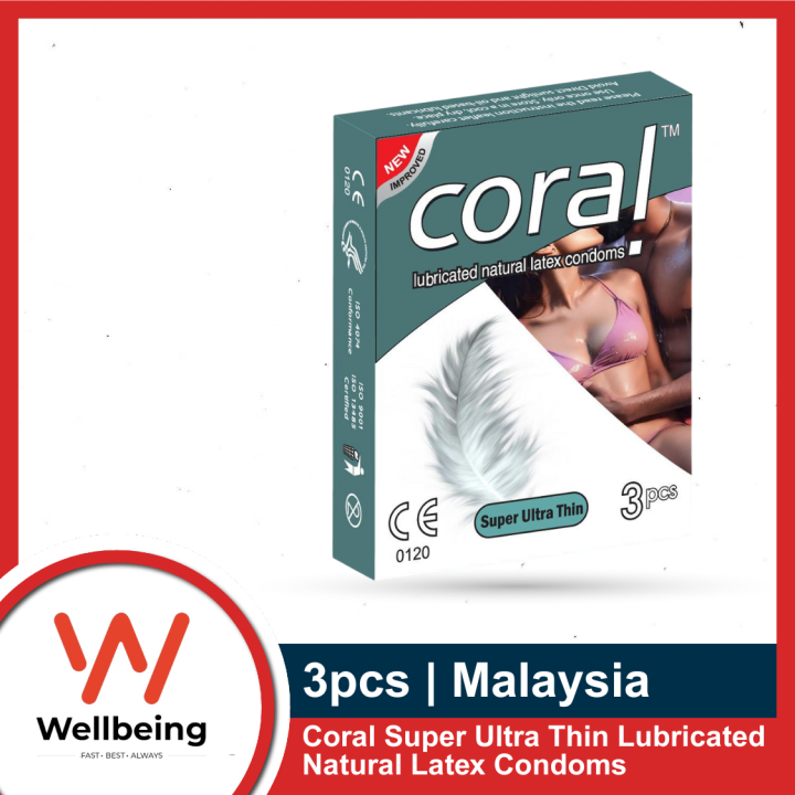 Coral Super Ultra Thin Lubricated Natural Latex Condom Single Pack 3x1= 3pcs