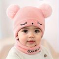 2pcs Children's Knitted Hat & Neck Gaiter Scarf Set For Baby Boys & Girls. 