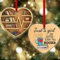 Heart Shaped Bookshelf Christmas Tree Pendant Reading Christmas Ornaments 2023 for Book Lovers.