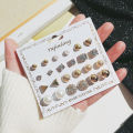 Trendy Fashionable 12 Pairs = 24 Pcs Mixed Design Stud Earrings for Girls Simple Stylish - Earring for Women New Collection. 