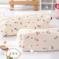Floral Pencil Bag Flowers Pencil Cases Cute Cotton Pen Bag Storage Bags School Supplies Stationery.