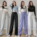 IELGY wide leg pants women's loose high waist straight mopping sports casual pants. 