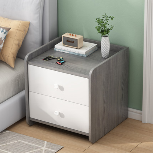 Modern Drawer System Nightstand and Bottom Cubby, Bed Side Table, Bed Side Storage