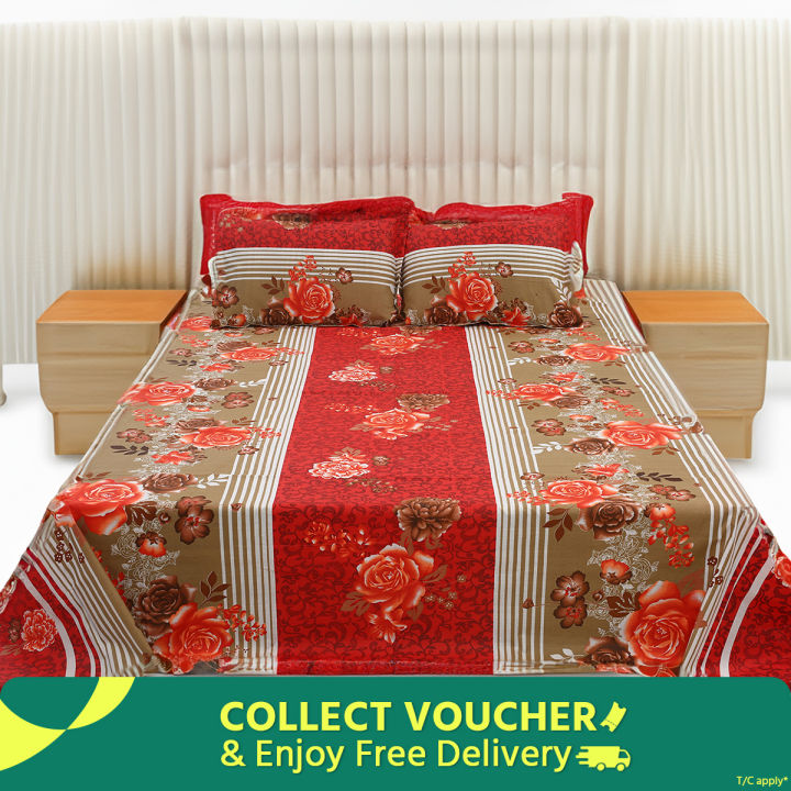 Enhance Your Bedroom with a Double King Size Bed Cotton Blend Fabric Print with Two Pillow Covers of Different Colors - Easy To use and Clean