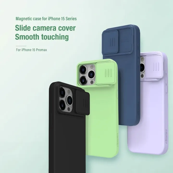 Nillkin%20for%20iPhone%2015%20Pro%20Max%20/%2015%20Pro%20/%2015%20Plus%20/%2015%20Case%20CamShield%20Silky%20Sillicone%20PC%20Phone%20Lens%20Soft%20Back%20Cover%20-%20Image%202