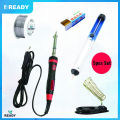 Soldering Iron Combo Pack (Soldering Iron 60 Wat, Stand, Soldering Wire lead, Solder Sucker Disordering Pump, Rosin)- 5 Piece Set. 