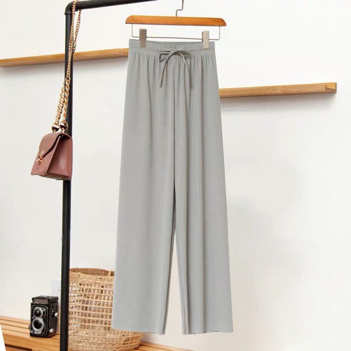 %E3%80%90Hottest%20Trends%E3%80%91%20DESCENTE%20Women%20Loose%20Fit%20Pants%20Comfortable%20Stylish%20Women's%20Elastic%20High%20Waist%20Drawstring%20Pants%20Loose%20Fit%20Wide%20Leg%20Trousers%20for%20Summer%20Solid%20Color%20Thin%20Long%20Perfect%20for%20Soft%20Fabric%20Women%20Trousers%20-%20Image%202