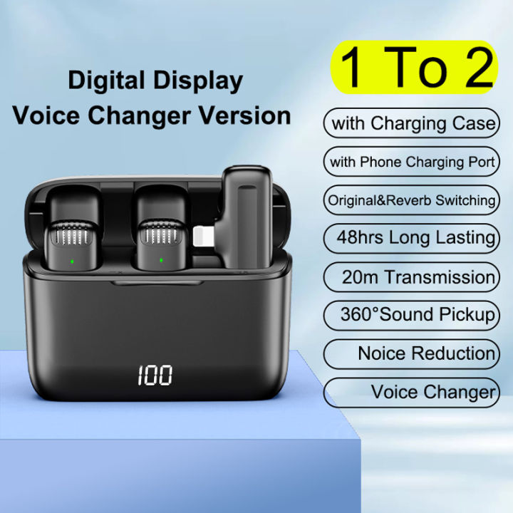 Wireless Lavalier Microphone Mini Portable Noise Reduction Audio Video Recording Digital For iPhone Android With Charging Box