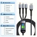 3 in 1 USB Cable Fast Charging, Transparent Luminous 100w Super Fast Charging Cable, LED Indicator, Durable Nylon braiding, Charging Solution for Type-C. 