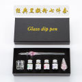 Intarsia glass pen dip pen gift box creative crystal signature pen high-grade water dipping pen gold powder ink set.