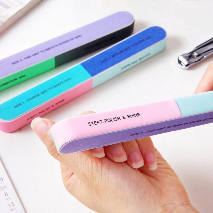 1 Packs 7 Way Nail File and Buffer Block Nail Buffering Files 7 Steps Washable Emery Boards Professional Manicure Tools