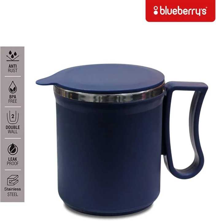 1%20Pc%20Bright%20Stainless%20Steel%20Insulated%20Double%20Walled%20Plastic%20Covered%20Travel%20Tea/Coffee%20Mug%20with%20Lid%20Multicolor%20-%20Image%205
