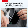Tranyoo T‑K16 | 10,000  mAh Power Bank 22.5 W Fast Charge | Built‑in USB‑C & Lightning Cables | Digital LED Display. 