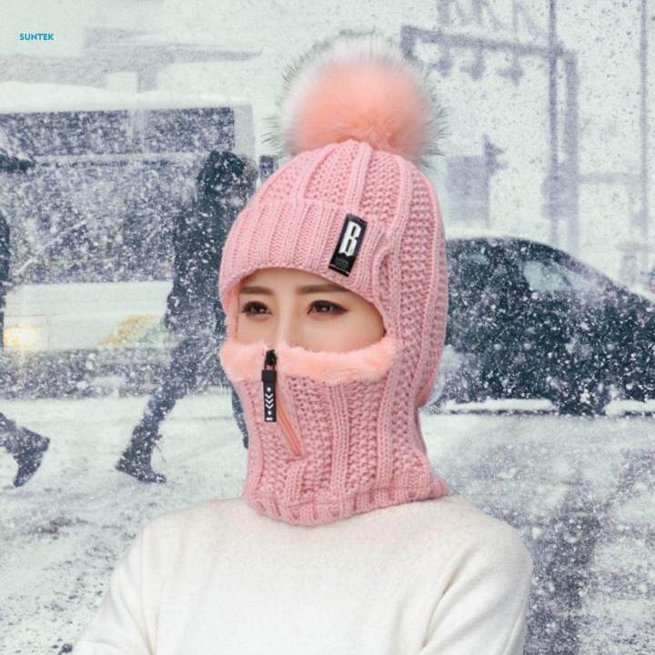 Women Winter Hat Scarf beanie Caps Girls Headwear Knitted for