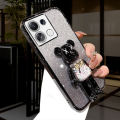 Infinix Note 40 4G / Note 40 Pro 4G 5G / Note 40 Pro Plus 5G Casing case with Cartoon 3D Bear Stand Luxury Slim Gradient Plating Glitter Girls Stylish Back Cover Clear Soft Silicone Protective Cases Pouch. 