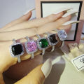 Elegant Round Cut Gemstone Engagement Ring in Sterling Silver for Women - New.