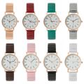 Women's Fashion Simple Digital Design Quartz Watch Casual Stainless Steel Stretch Buckleless Strap Ladies Clock Dress Watches. 