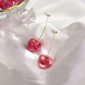Korean Cute Cherry Fruit Shaped Drop Earrings For Women Sweet Temperament Girls Unusual Earrings Party Jewelry Gifts.