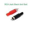 3Pair- MALE RCA Audio Video Connectors RCA Jack Plug RED & BLACK Plastic Handle Male Audio Plugs Dual Channel For RCA Socket Cables Connectors . 