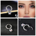 ZS 1PC 16G Stainless Steel Septum Ring Butterfly Snake Nose Ring Crystal Septum Piercing 8/10mm Cartilage Earring Helix Piercing.