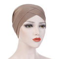 New Cross Head Wrap Chemo Bandana Muslim Cap Women Solid Color Bohemian Stretchy Turban Hat Multifunctional Scarf Hijab Caps. 