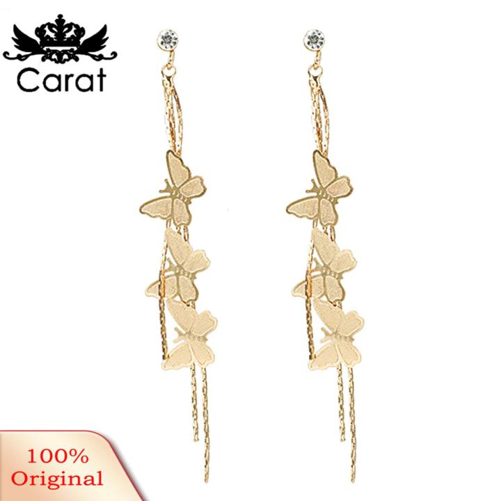 Fashion Women Butterfly Tassel Long Dangle Rhinestone Stud Earrings Jewelry