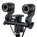 E27 Double Light Socket with Light Stand Swivel Mount & Umbrella Holder for Photography, Film, & Video Studio. 