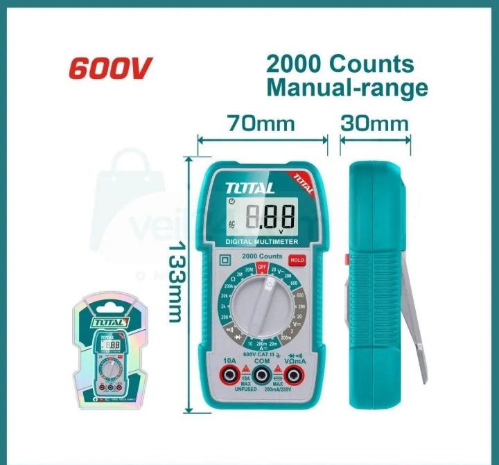 Digital Multimeter AC-600V 2000 counts TOTAL Brand same as picture