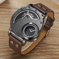 Oulm Designer Brand Luxury Watches For Men Dual Time Quartz Watch Casual Man Leather Watch Sport Male Clock.