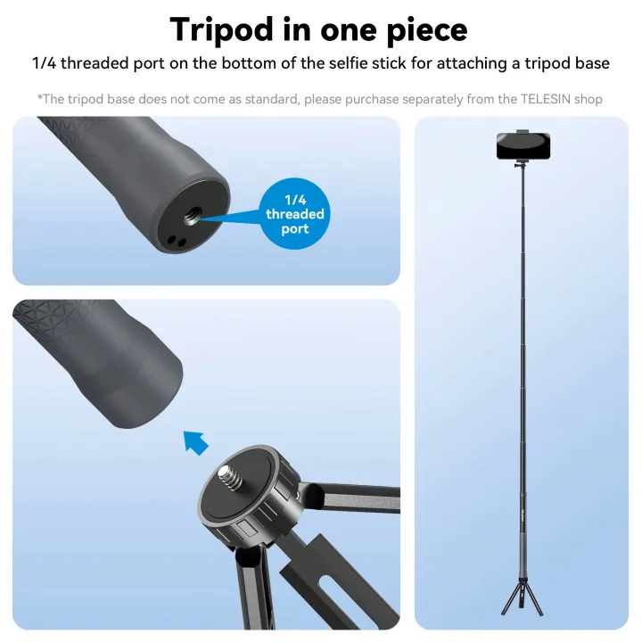 TELESIN%201.2M%20Extendable%20Carbon%20Fiber%20Selfie%20Stick%20Monopod%20For%20GoPro%20Insta360%20Osmo%20Action%20DJI%20Action%20Camera%20-%20Image%205