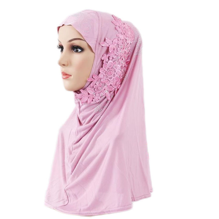 Malaysia%20Muslim%20Hijab%20Scarf%20One%20Piece%20Amira%20Solid%20Flower%20Rhinestone%20Shawl%20Women%20Headscarf%20Ready%20To%20Wear%20Musulmane%20Femme%20Cap%20Hat%20-%20Image%206