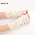 Long Fingerless Gloves Women‘s Mitten Winter Arm Warmer Knitted Arm Sleeve Fine Casual Soft Girls Goth Clothes Punk Gothic Glove. 