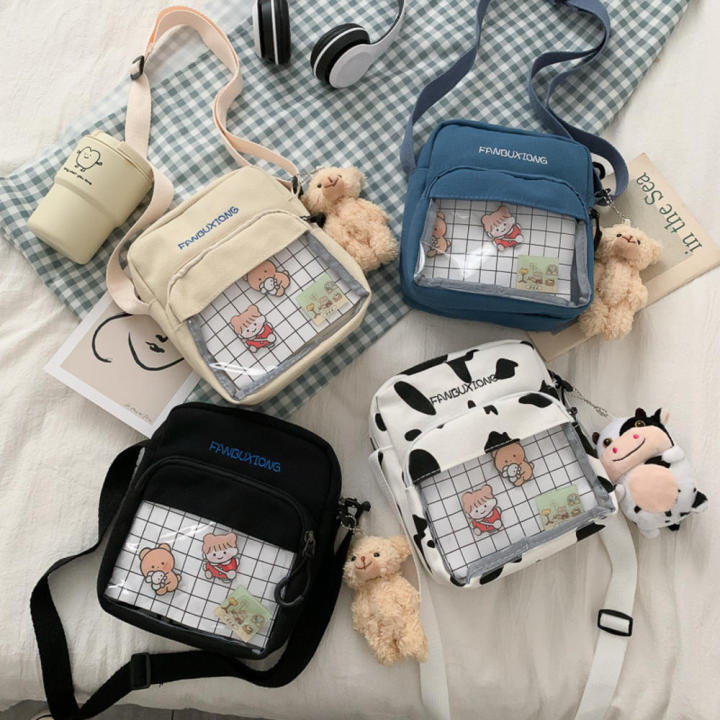 Female Canvas Shoulder Bag for Girls Crossbody Bag For Women Multi-Functional Cute Purse Daily Use School Fashion Accessory Young Girls Street Style