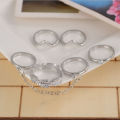 Fashionable Multi design Stone & Flowers Crystal Crown Finger Ring 5Pcs Sets. 