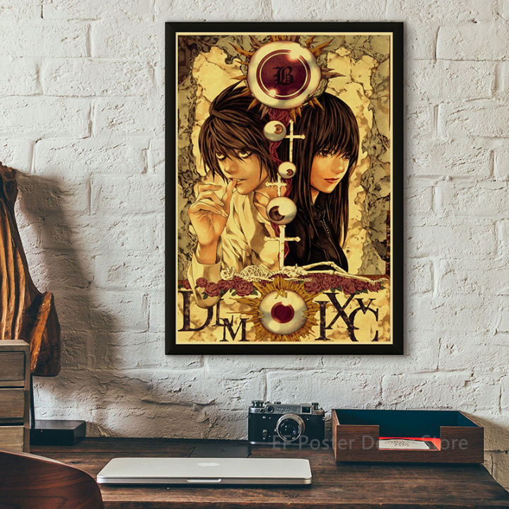 Classic%20Anime%20Death%20Retro%20Poster%20Aesthetic%20Prints%20Ryuk/Light/L%C2%B7Lawliet%20Painting%20Manga%20Vintage%20Home%20Room%20Club%20Art%20Wall%20Decor%20-%20Image%206