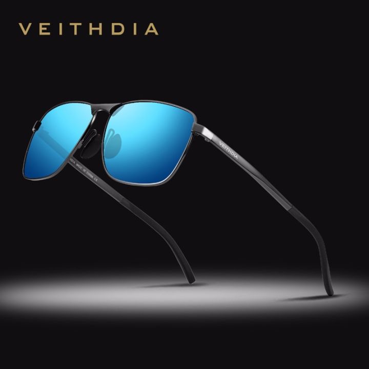 VEITHDIA (V2462) brand designer aluminum-magnesium fashion luxury vintage square polarized Mirror UV400 Lens sunglasses with exclusive branded box