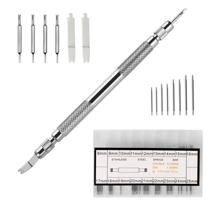 Spring%20Bar%20Tool%20Set%20With%20Extra%206%20Tips%20Pins%20For%20Watch%20Wrist%20Bands%20Strap%20Removal%20Repair%20Fix%20Kit,72Pcs%20Extra%20Watch%20Pins%20-%20Image%202