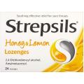 Strepsils Sore Throat Relief Honey & Lemon Flavour Lozenges 24pcs in 1 Pack. 