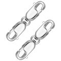 2PCS Double Lobster Clasp 10mm, Sterling Silver Clasp Double Claw Clasps Bracelet Necklace Extension Connector Accessories.
