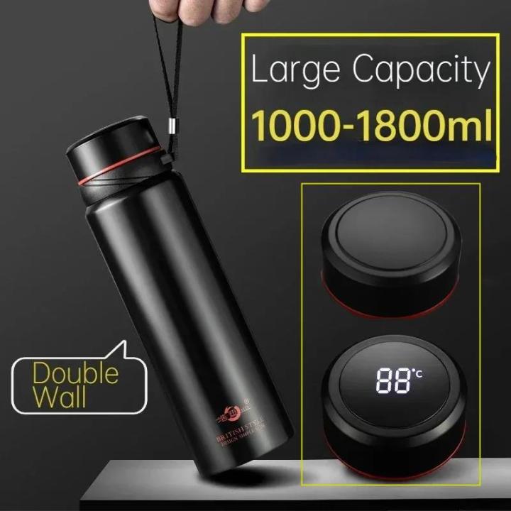 【Popular choice】 1000ml 1800ml Vacuum Thermal Flask Smart Temperature Display Water Bottle 304 Stainless Steel