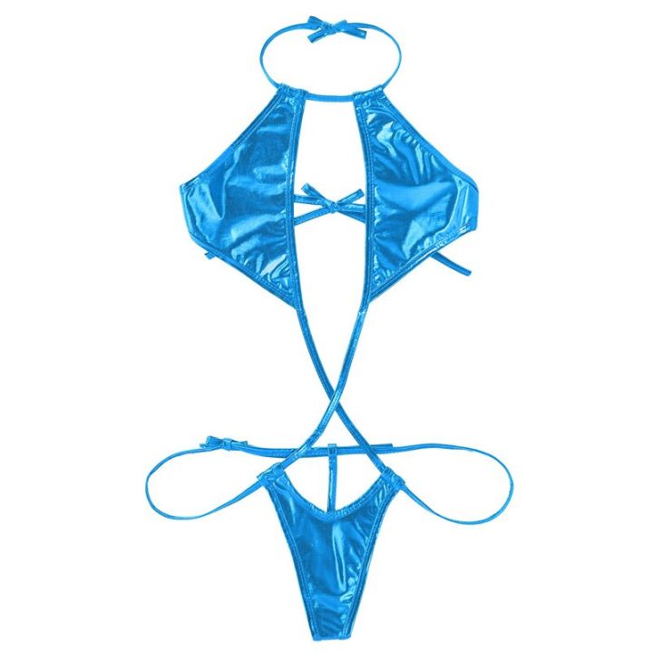 Womens%20One-piece%20Bikini%20Swimwear%20Mini%20Micro%20Swimsuit%20Shiny%20Metallic%20Halter%20Trikini%20Thong%20Teddy%20Bodysuit%20One%20Piece%20-%20Image%204