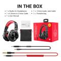 OneOdio A71 Over Ear Headphones with 90° Rotatable Housing, DJ Headphones with Share Port, Wired Bass Headphones with 40mm Driver, Wired Stereo Headphone for Monitoring, Recording, Mixing with mic (red).
