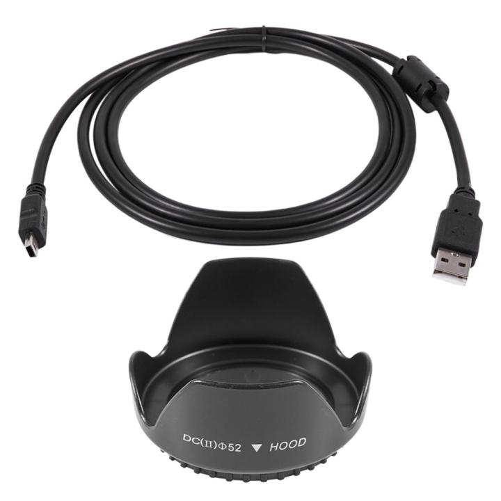 Camera USB Data Cable Cord Lead with 52mm Petal Flower Lens Hood for Nikon D5200 D5100 D3200 Kit F3.5-5.6G