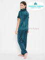 Comfortable Short Sleeve Night-wear Shirt and Pant Set for Ladies, Pure Silk and Satin. 