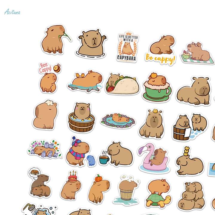50Pcs%20Cartoon%20Capybara%20Sticker%20Small%20Cute%20Animal%20Stickers%20for%20Card%20Cups%20Wall%20-%20Image%209